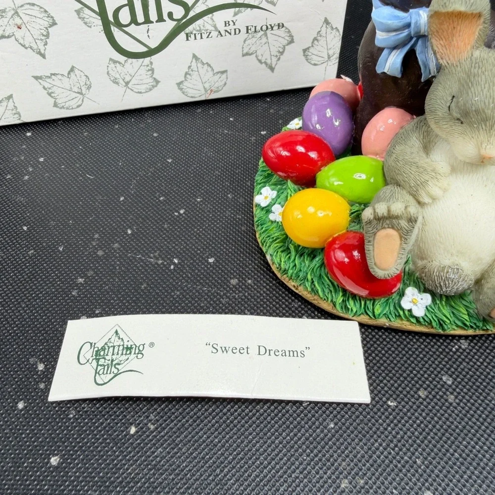 Fitz and Floyd Charming Tails Sweet Dreams Bunny Easter Egg‎ Figurine New w Box